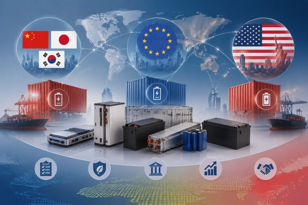 不同国家工业电池进口关税与贸易政策对比：中日韩、欧盟与美国市场观察