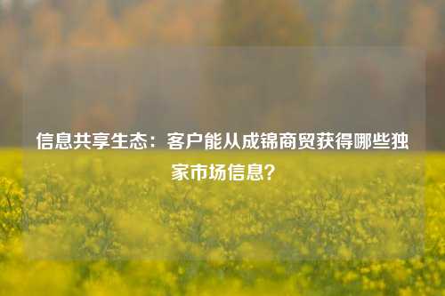 信息共享生态:客户能从成锦商贸获得哪些独家市场信息?