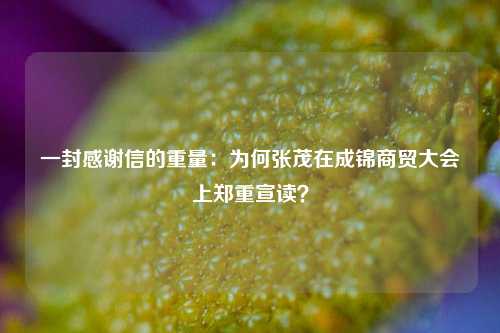 一封感谢信的重量：为何张茂在成锦商贸大会上郑重宣读？