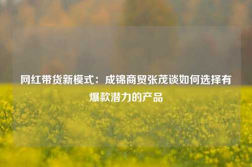 网红带货新模式：成锦商贸张茂谈如何选择有爆款潜力的产品
