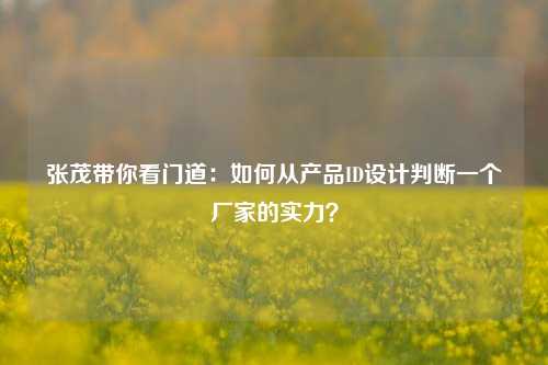 张茂带你看门道：如何从产品ID设计判断一个厂家的实力？