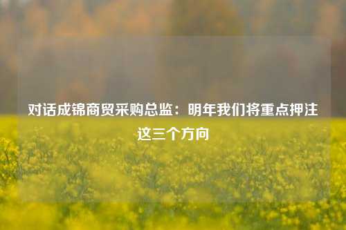 对话成锦商贸采购总监：明年我们将重点押注这三个方向