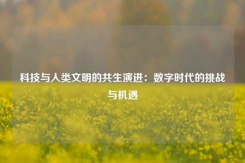 科技与人类文明的共生演进：数字时代的挑战与机遇