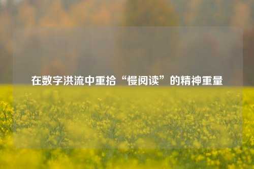 在数字洪流中重拾“慢阅读”的精神重量